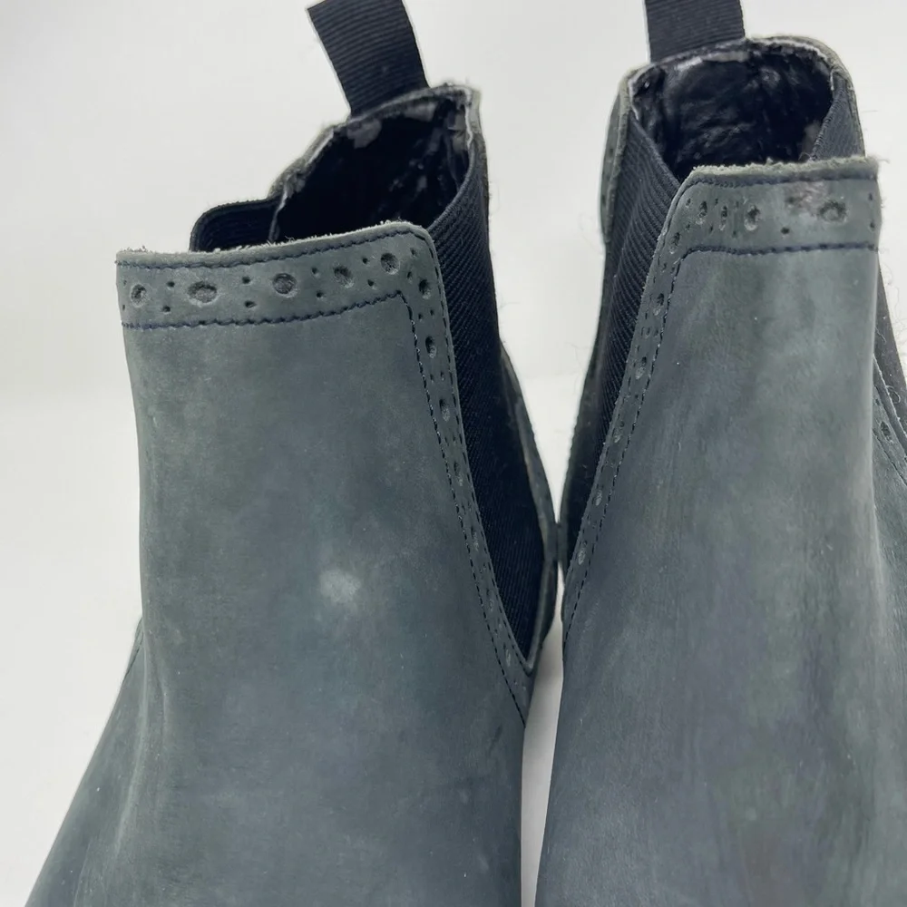 ASOS Boots Mens 6 Chelsea Navy Nubuck Leather Elastic Sides Heel Grip‎ Tread Tab